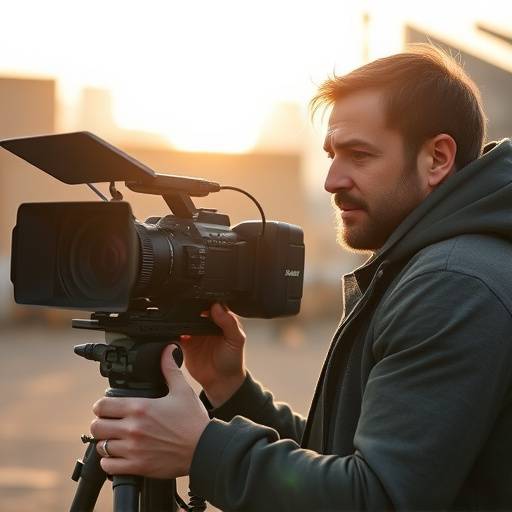 Photo de Julien Bernard sur le tournage de son film primé.