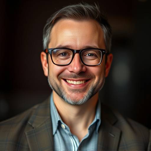 Portrait de Antoine Martin, scénariste et producteur expérimenté, portant des lunettes et un sourire amical.